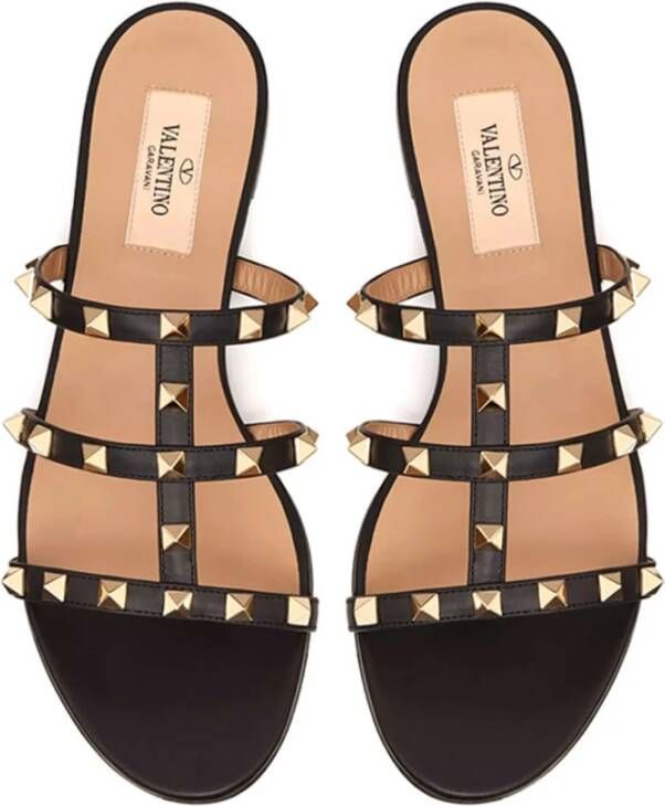 Valentino Garavani Slides Sandalen Zwart Leer Black Dames