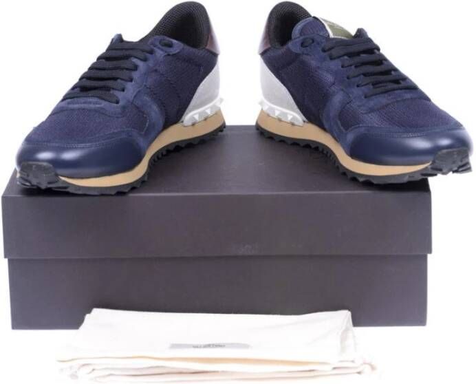 Valentino Garavani Lage Top Suède en Leren Sneakers Blauw Heren