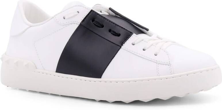 Valentino Garavani Witte leren sneakers met rubberen zool White Heren