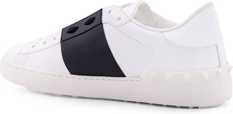 Valentino Garavani Witte leren sneakers met rubberen zool White Heren