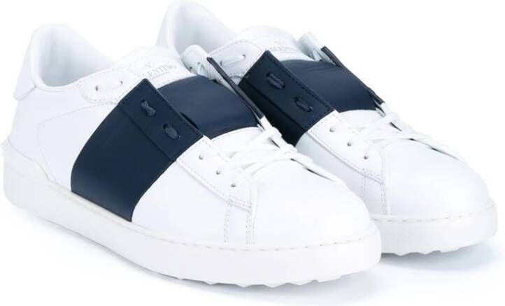 Valentino Garavani Witte en Marineblauwe Open Colour-Block Sneakers Wit Heren