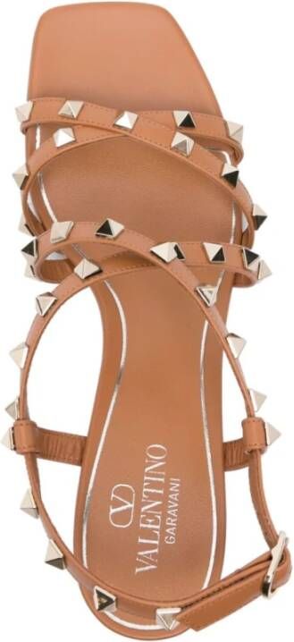 Valentino Garavani Stijlvolle Leren Sandalen met Studs Brown Dames