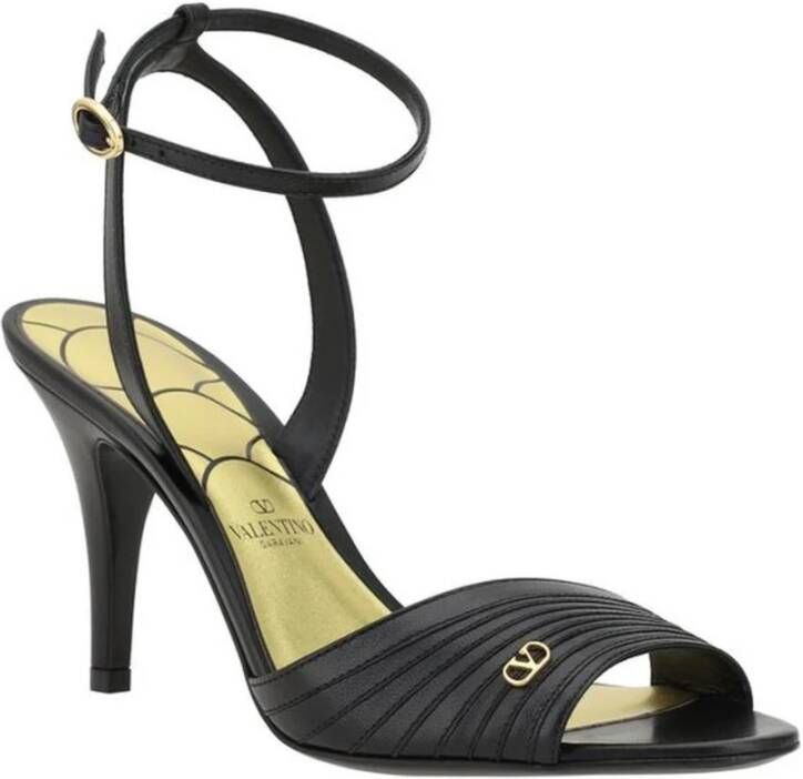 Valentino Garavani Stiletto Hak Leren Sandalen met VLogo Black Dames