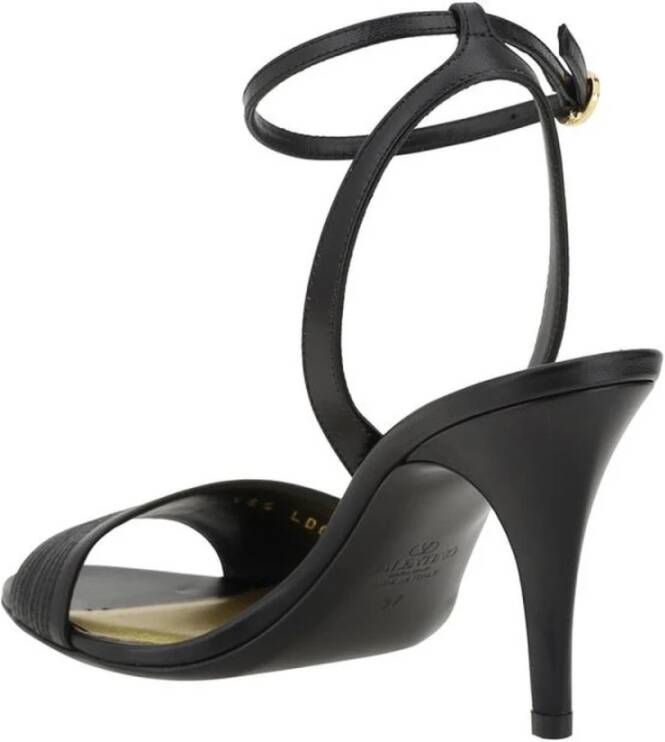 Valentino Garavani Stiletto leren sandalen met VLogo-plaatje Black Dames