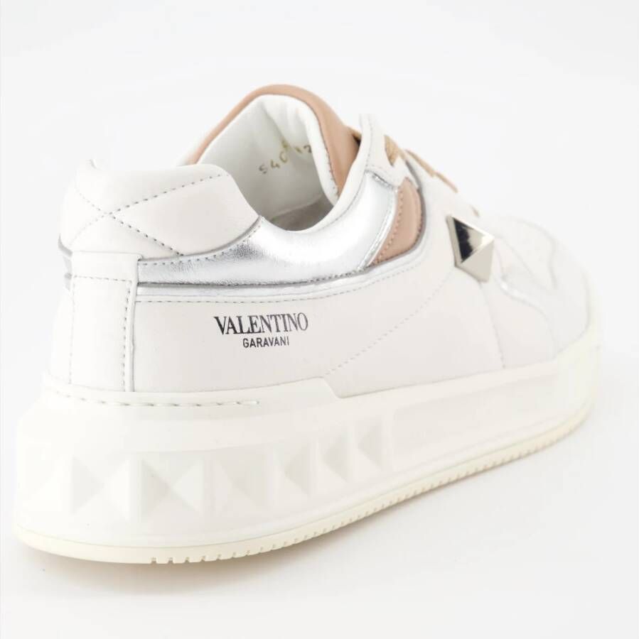 Valentino Garavani Studded Lace-Up Leather Sneakers Multicolor Dames