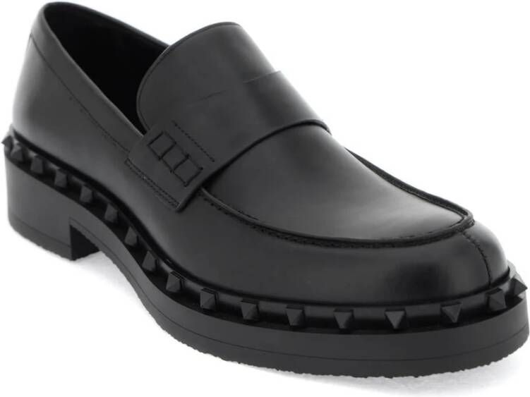 Valentino Garavani Studded Leather Loafers Black Heren