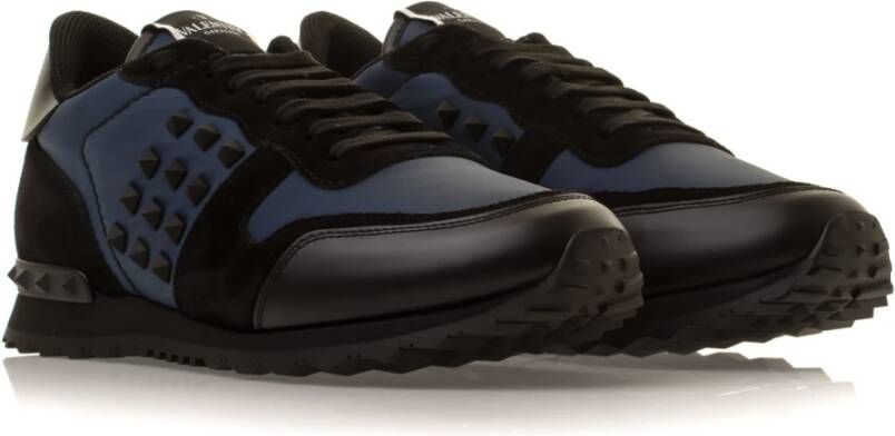 Valentino Garavani Studded Leather Sneakers Blue Heren