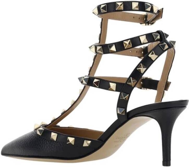 Valentino Garavani Studded leren enkelband hakken Black Dames