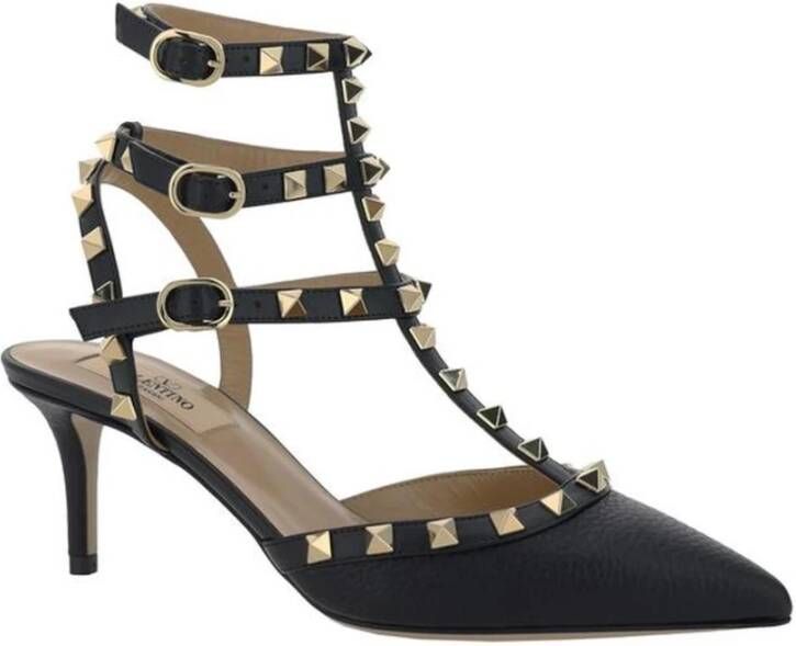 Valentino Garavani Studded Leren Enkelband Pumps Black Dames