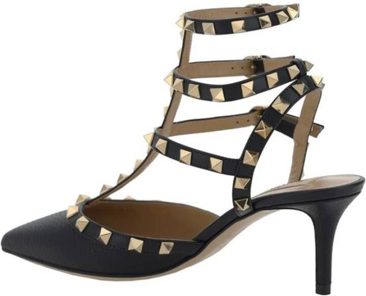 Valentino Garavani Studded Leren Enkelband Pumps Black Dames