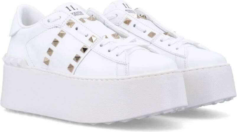 Valentino Garavani Studded Leren Flatform Sneaker White Dames