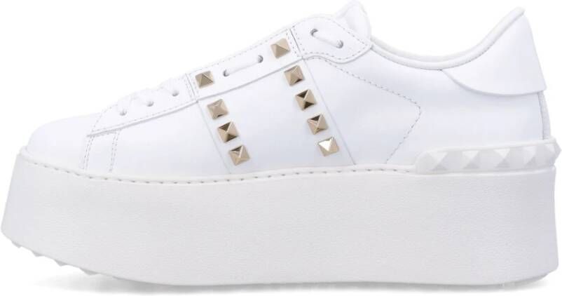 Valentino Garavani Studded Leren Flatform Sneaker White Dames