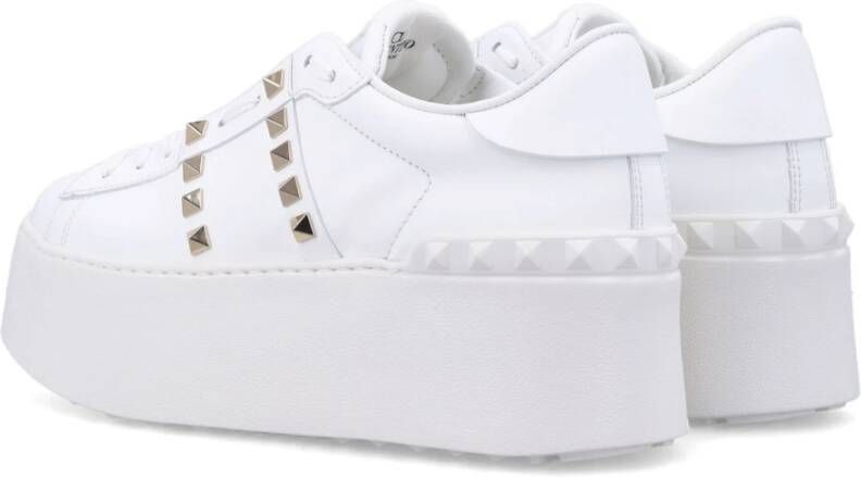 Valentino Garavani Studded Leren Flatform Sneaker White Dames