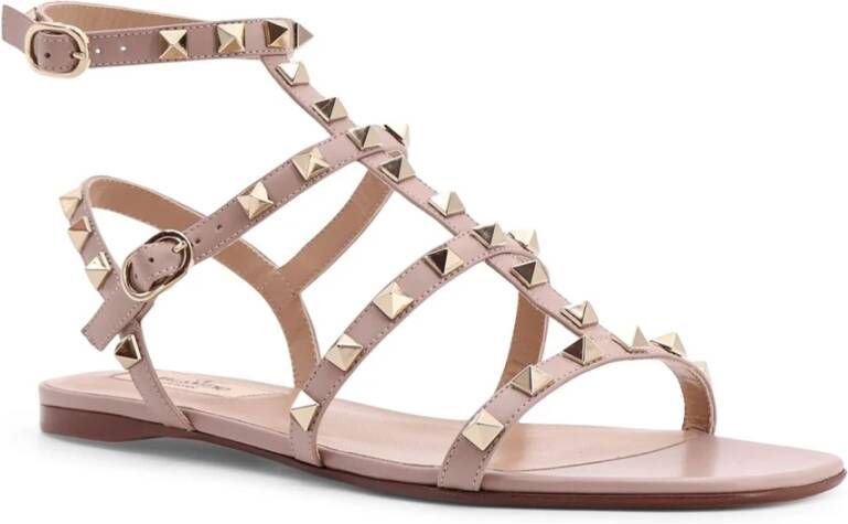 Valentino Garavani Studded Leren Sandalen Beige Dames