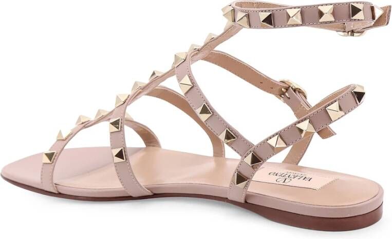 Valentino Garavani Studded Leren Sandalen Beige Dames