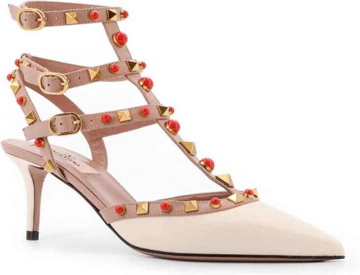 Valentino Garavani Studded Leren Slingback met Stenen Beige Dames