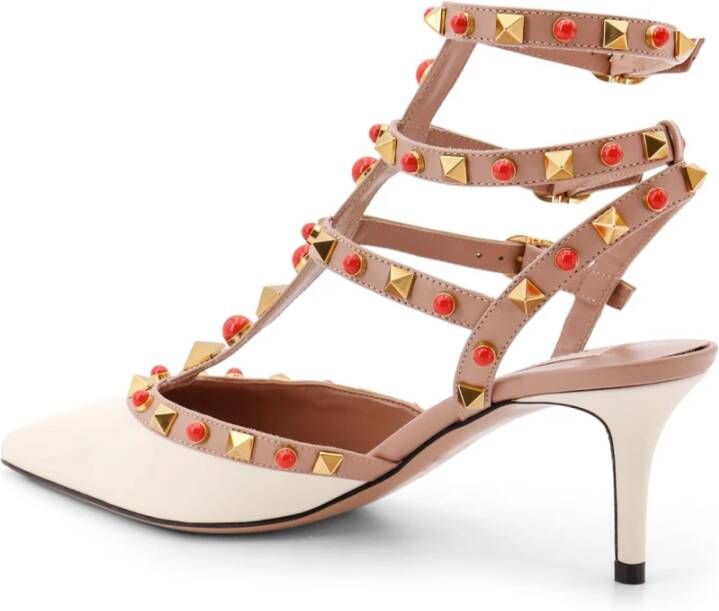 Valentino Garavani Studded Leren Slingback met Stenen Beige Dames