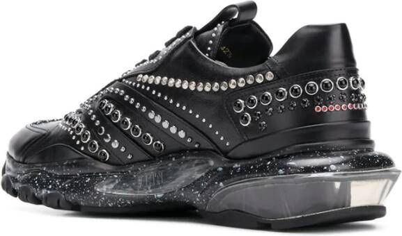 Valentino Garavani Studded Leren Sneakers Versierd Ontwerp Black Heren