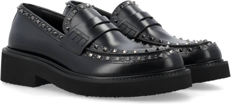 Valentino Garavani Studded Loafers Zwart Aw24 Black Heren