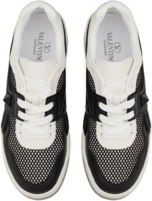 Valentino Garavani Studded Mesh en Nappa Leren Sneakers Black Heren