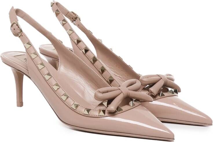 Valentino Garavani Studded Slingback Pumps met Bow Detail Beige Dames