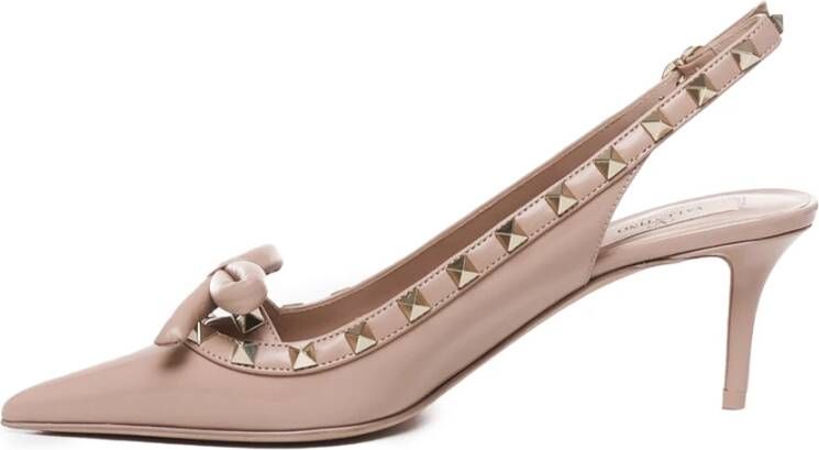 Valentino Garavani Studded Slingback Pumps met Bow Detail Beige Dames