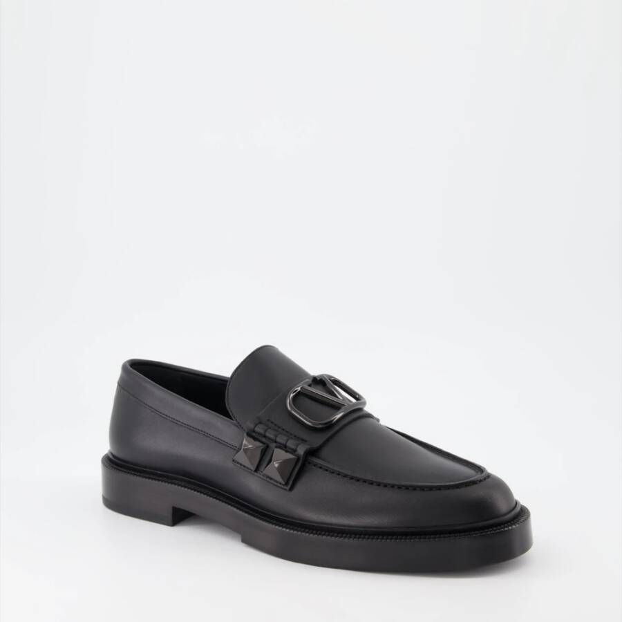 Valentino Garavani Studded Slip-On Leren Loafers Black Heren