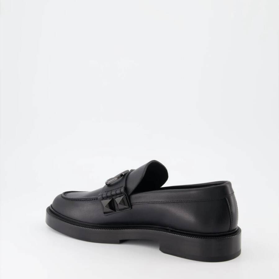 Valentino Garavani Studded Slip-On Leren Loafers Black Heren