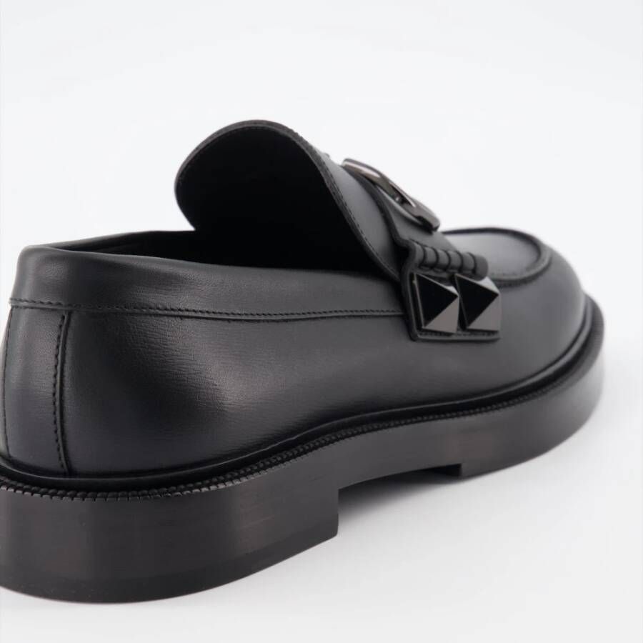 Valentino Garavani Studded Slip-On Leren Loafers Black Heren