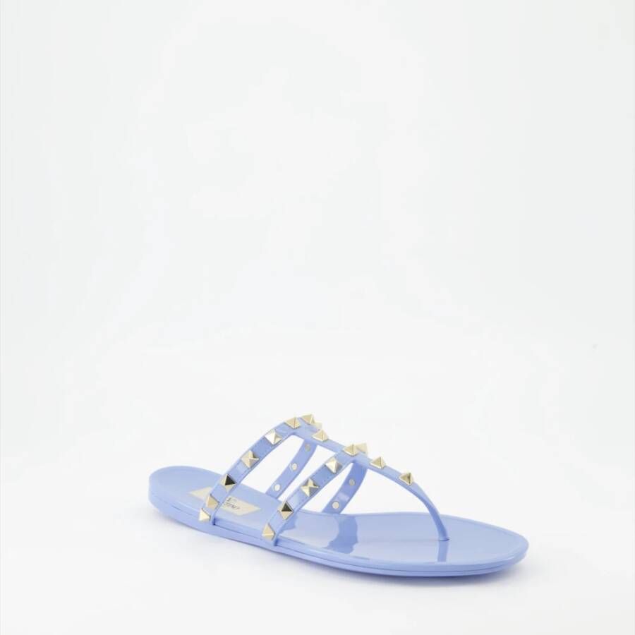Valentino Garavani Studded Slip-On Sandals Blue Dames