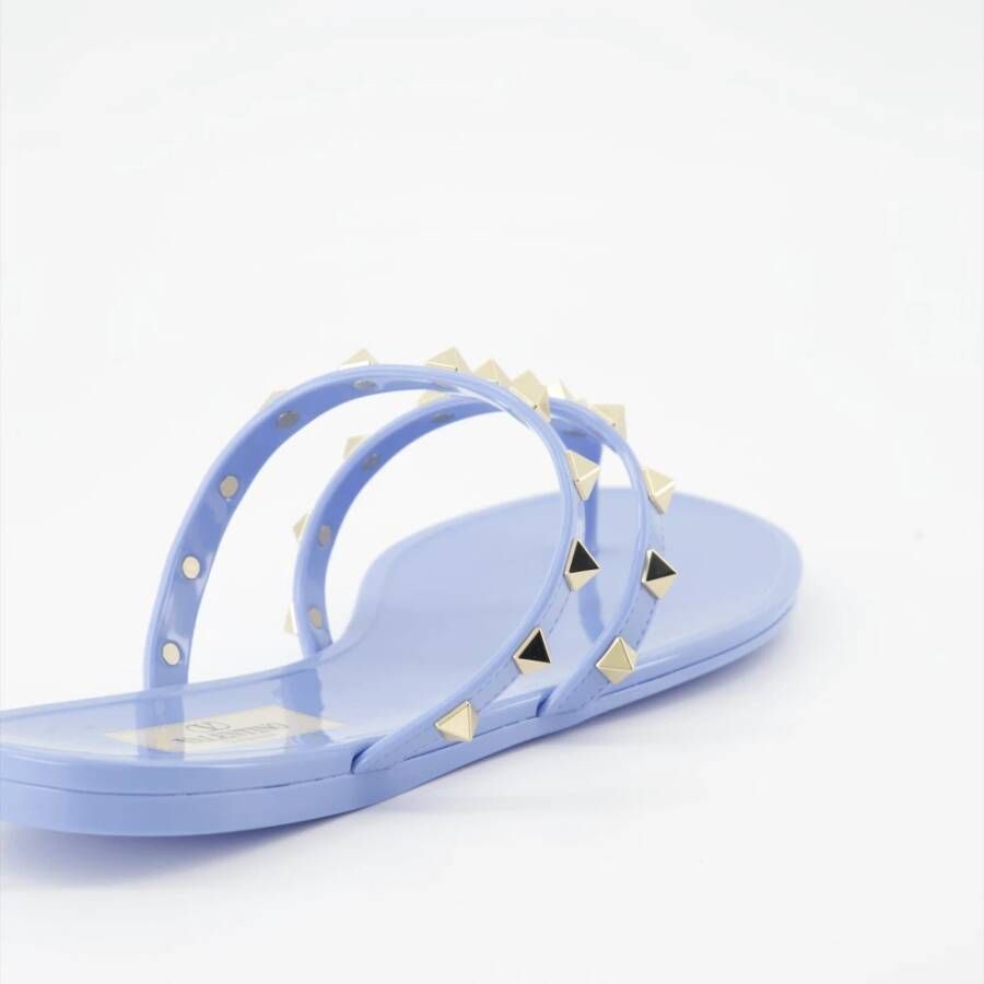 Valentino Garavani Studded Slip-On Sandals Blue Dames