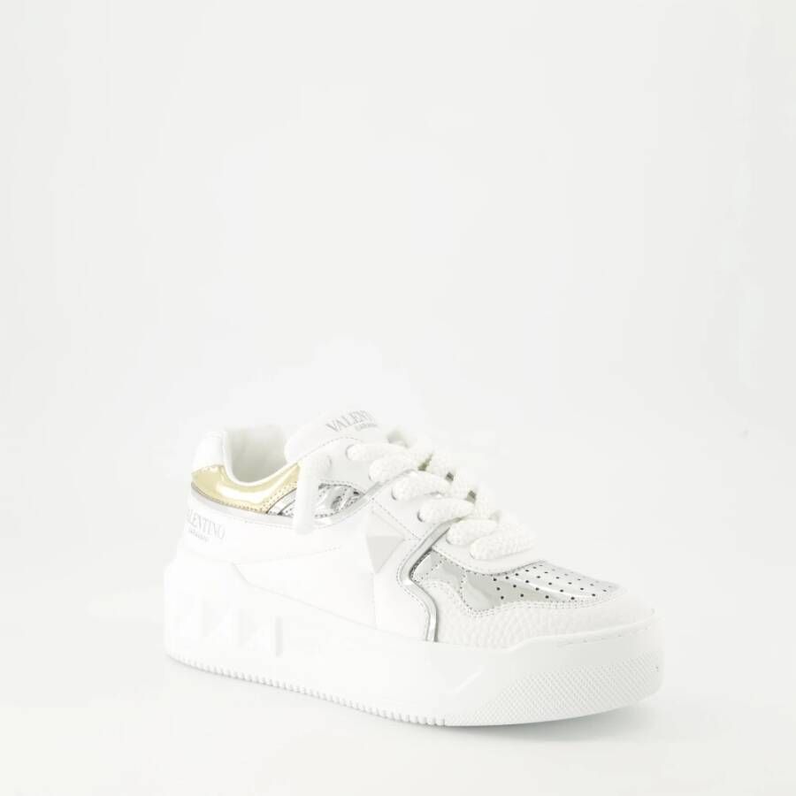 Valentino Garavani Studded Wit Leren Platform Sneakers White Dames