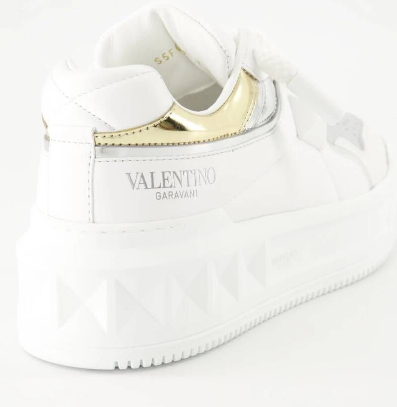 Valentino Garavani Studded Wit Leren Platform Sneakers White Dames