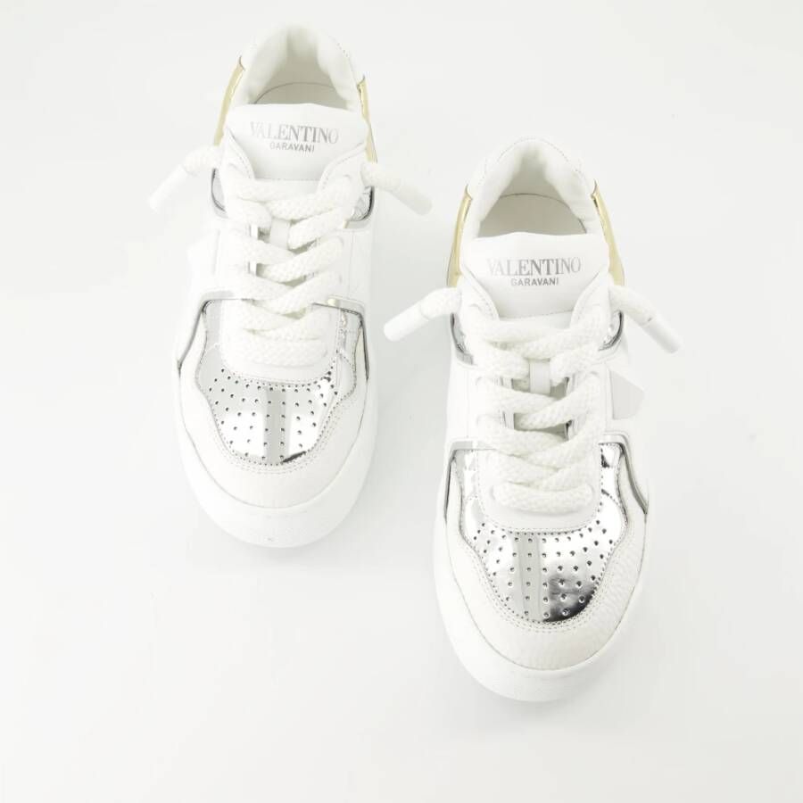 Valentino Garavani Studded Wit Leren Platform Sneakers White Dames