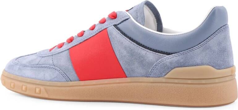 Valentino Garavani Suède en Leren Lage Sneaker Blue Heren