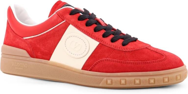 Valentino Garavani Suède en Leren Lage Sneaker Red Heren