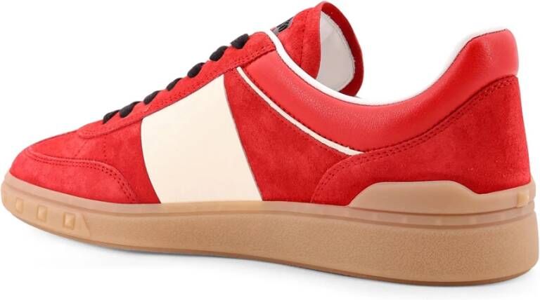 Valentino Garavani Suède en Leren Lage Sneaker Red Heren