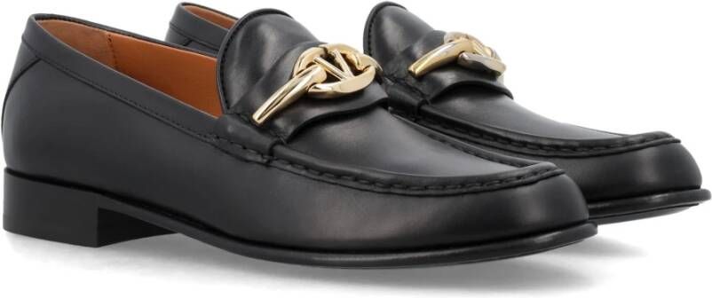 Valentino Garavani Gouden V-logo Loafers Nero Ss24 Black Dames