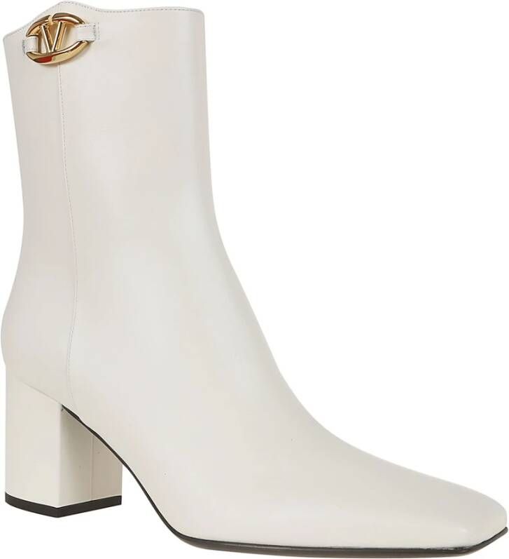 Valentino Garavani Vet Editie Goud Logo Bootie White Dames