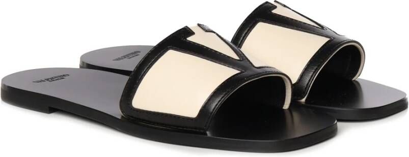 Valentino Garavani VLogo Detail Instap Sandalen Wit Zwart Black Dames