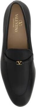 Valentino Garavani VLogo Plaque Leren Loafers Slip-On Design Black Heren