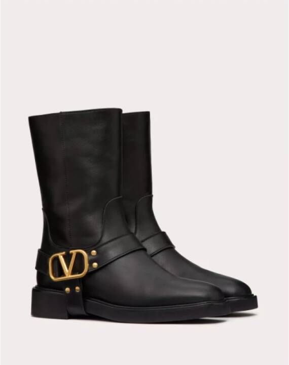 Valentino Garavani VLogo Signature Leren Enkellaarzen Black Dames