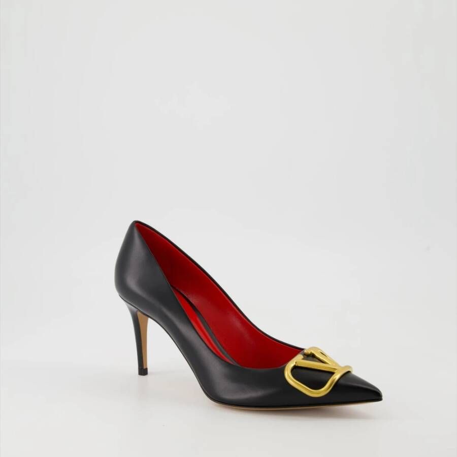 Valentino Garavani VLogo Zwarte Leren Pumps Black Dames