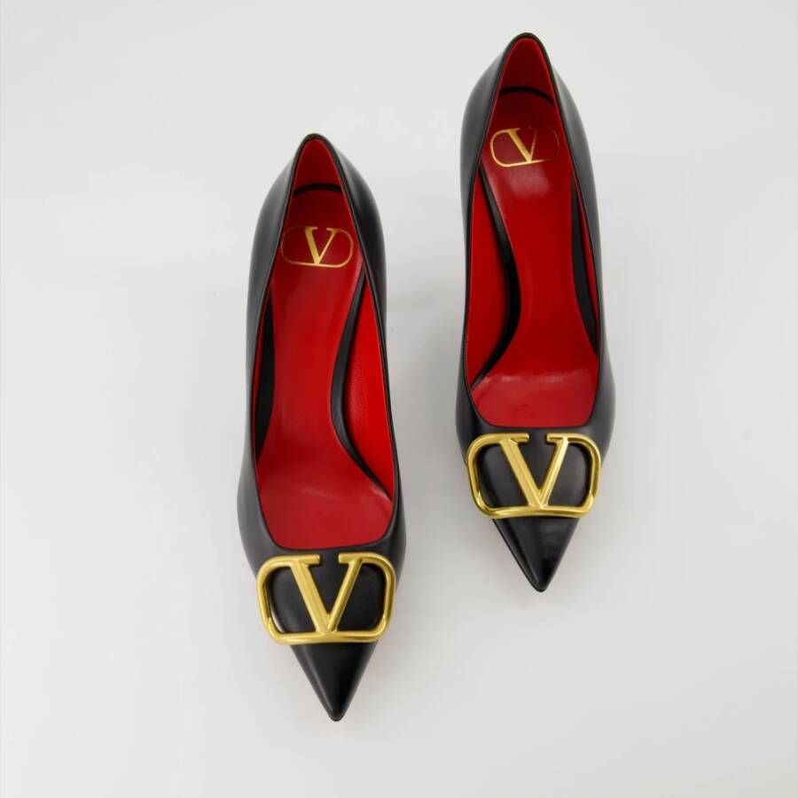 Valentino Garavani VLogo Zwarte Leren Pumps Black Dames