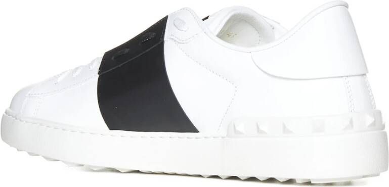 Valentino Garavani Witte Leren Sneakers met Zwarte Band White Heren