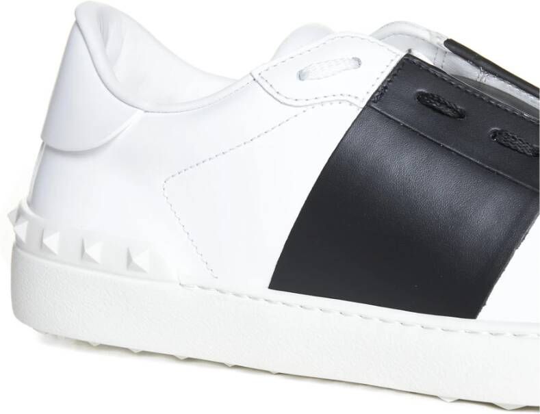 Valentino Garavani Witte Leren Sneakers met Zwarte Band White Heren