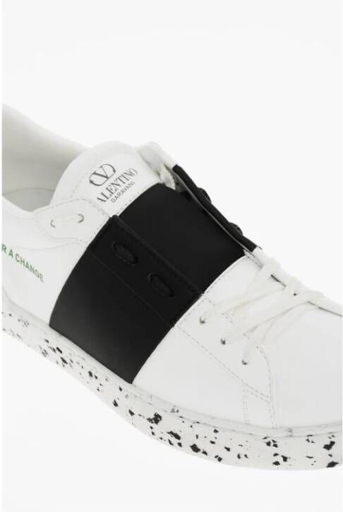 Valentino Garavani Witte Leren Sneakers met Zwarte Detail White Dames