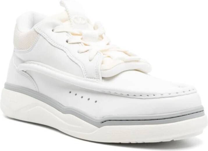 Valentino Garavani Witte Leren Sneakers VLogo Detail White Heren