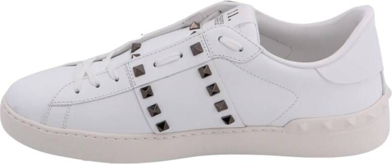 Valentino Garavani Witte Leren Sneakers Veters Rubberen Zool White Heren