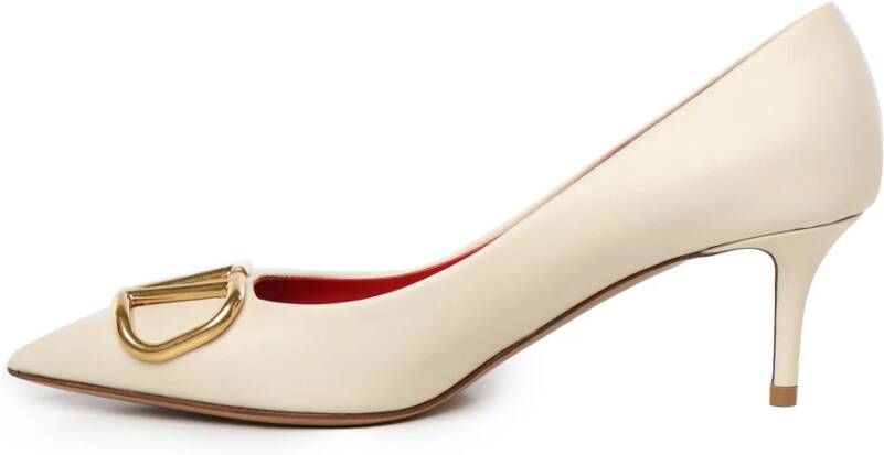 Valentino Garavani Witte puntige pumps met 7 cm hak Beige Dames